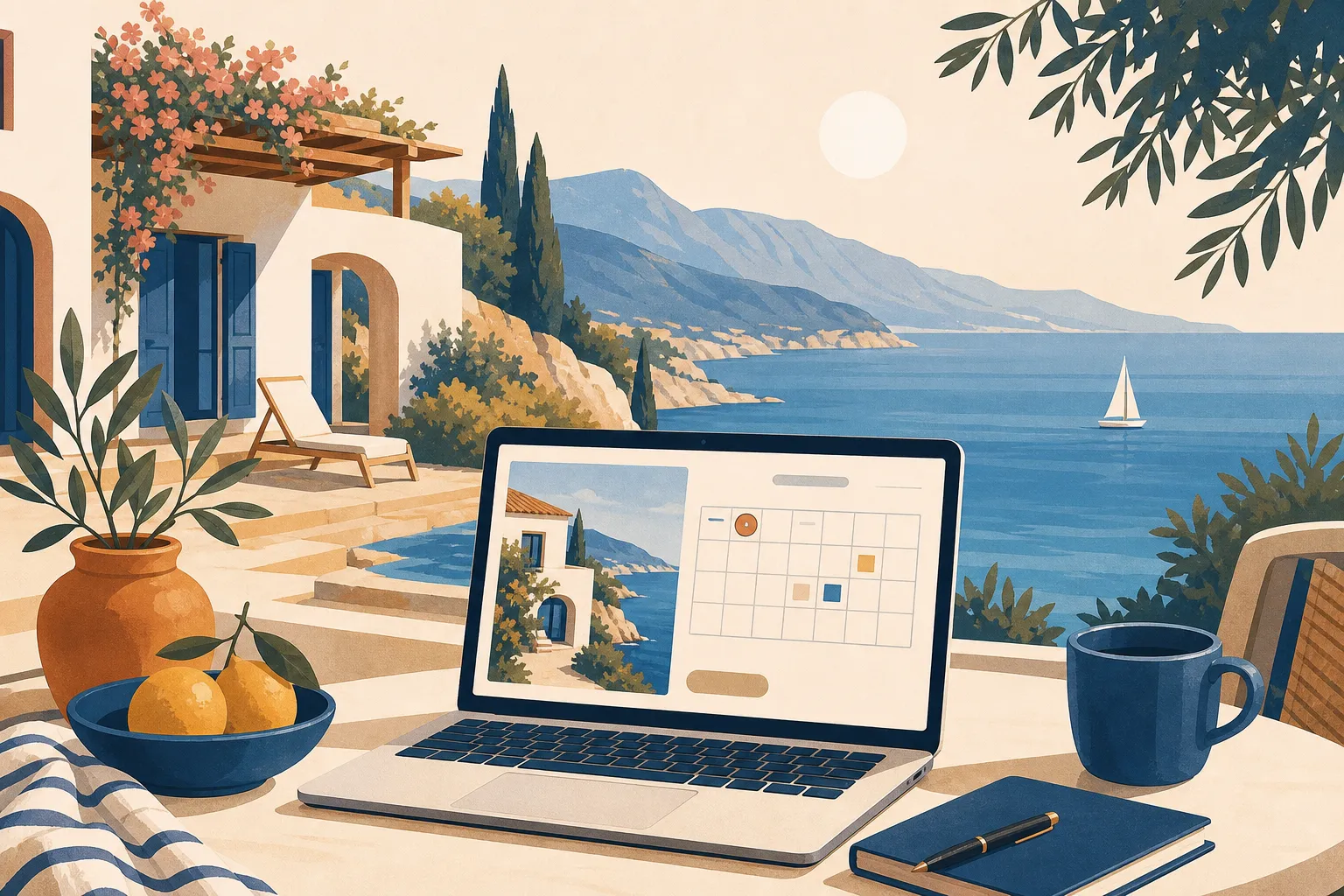 Illustrazione sito web per case vacanza e prenotazioni