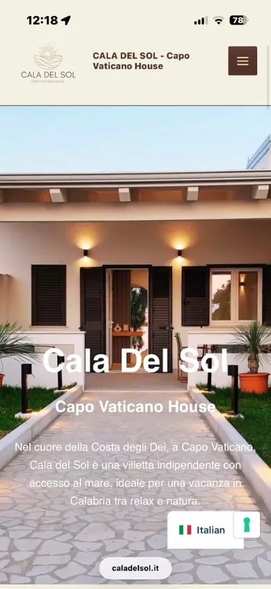 Sito turistico Cala del Sol su smartphone