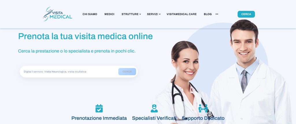 Screenshot homepage Visita Medical